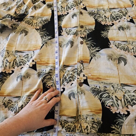 Jamaica Jaxx Hawaiian Shirt L 100% Silk Sunset Palm Tree Aloha Camp Button Front - Picture 13 of 13